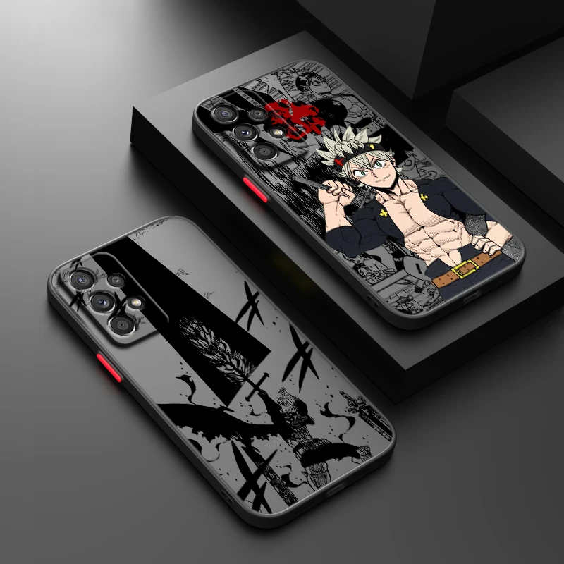 Black Clover Anime For Samsung S24 S23 S22 S21 S20 S10 FE Note 20 10 Ultra Lite Plus Frosted Translucent Phone Case