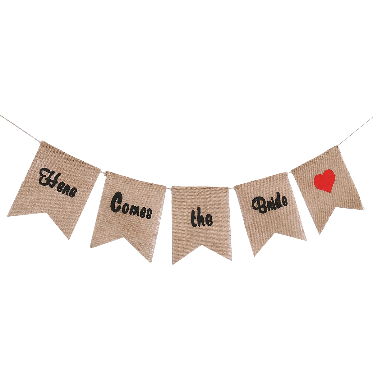 

5PCS Burlap Wedding Banner Here Comes the Bride 195cm Long 21x25cm Flags Decorative Hessian Bunting Party Supplies