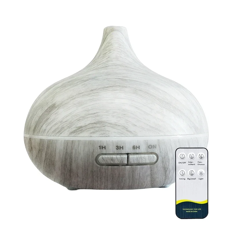 Wood Color USB Essential Oil Humidifier with Remote Control & 7 Color Lights, 550ml, USB Powered