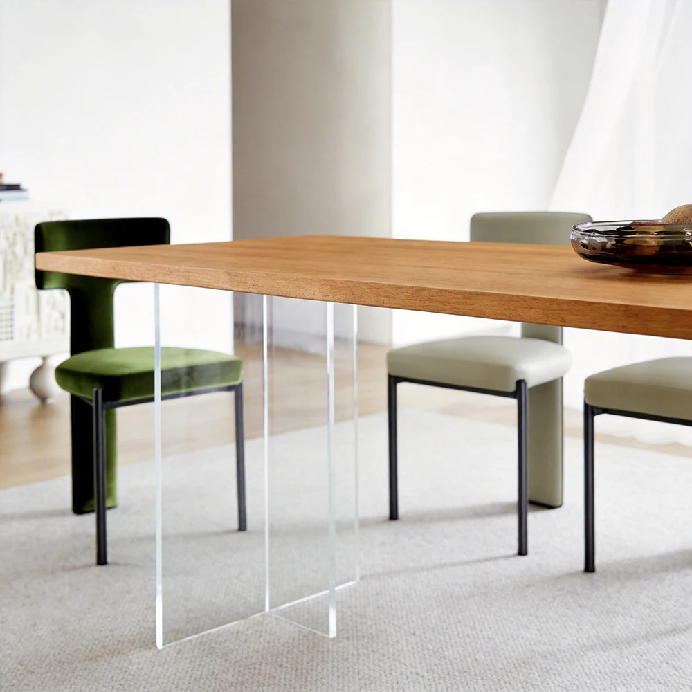 #Nordic Style Luxury Wood Dining Table Set With Chairs Modern Minimalist Design For Apartment & Hotel Use Home Furniture