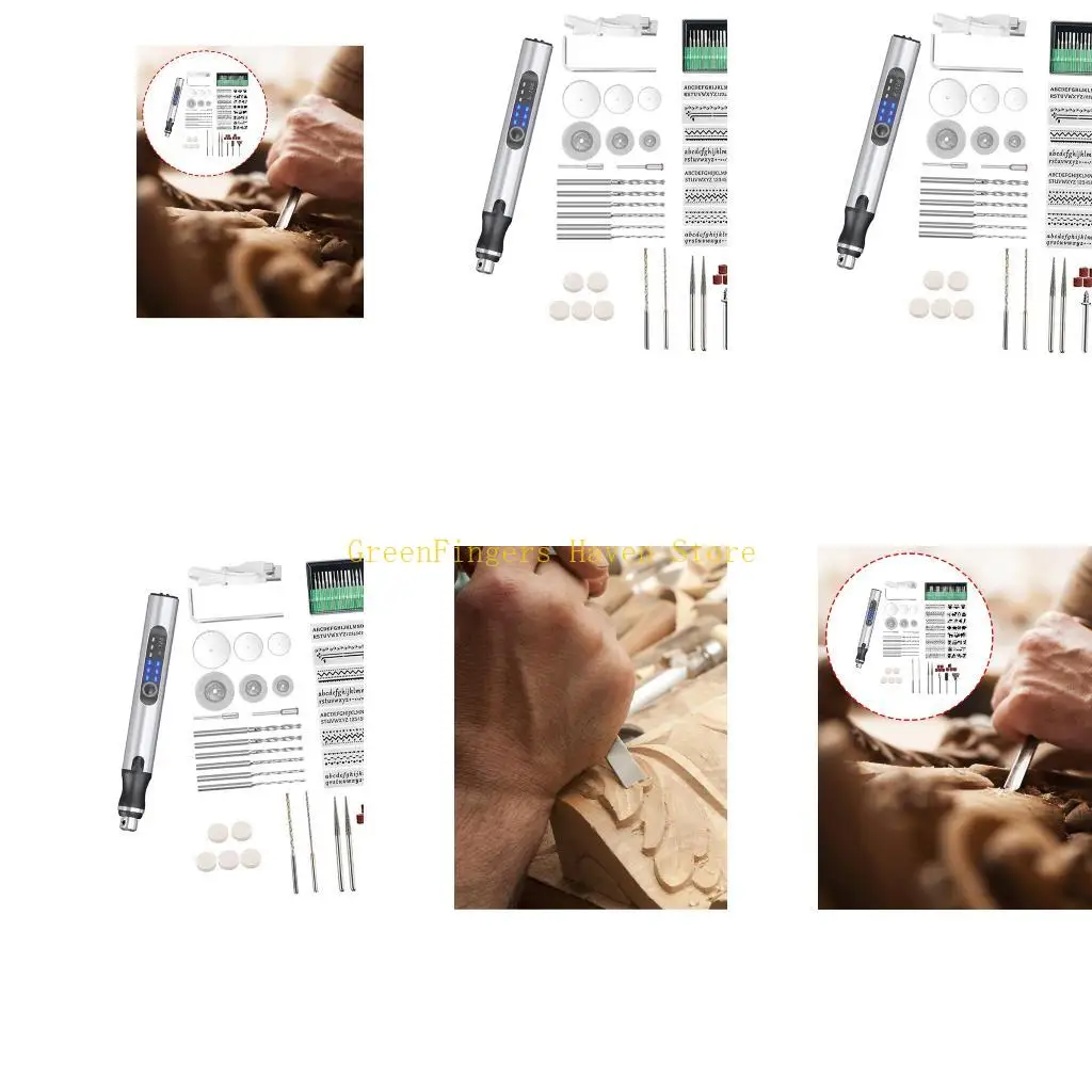 f68d-可変速度電動彫刻ペンセット充電式電池式木材プラスチックと金属の詳細なクラフト用