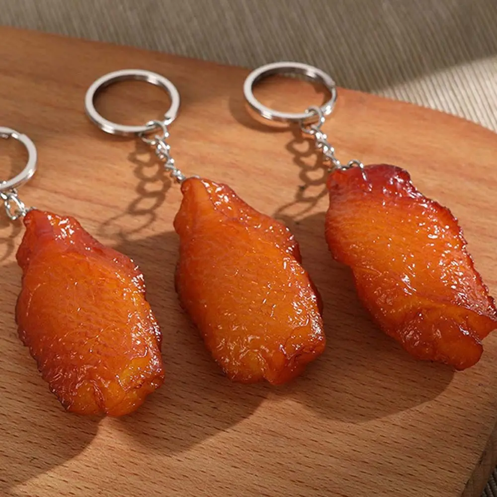 Creative Pork Belly PVC Chicken Wings Roast Chicken Fashion Jewelry Bag Pendant Fast Food Key Ring Simulation Food Keychains