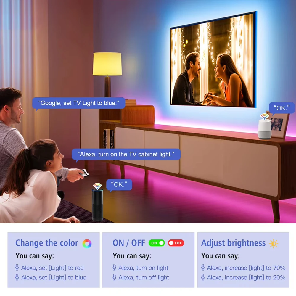 Tuya Smart Life WiFi RGB LED Strip 5050 SMD 12V 1m 2m 3m 4m 5m 10m Dimmable Waterproof Light Band Remote fr Alexa Home Assistant