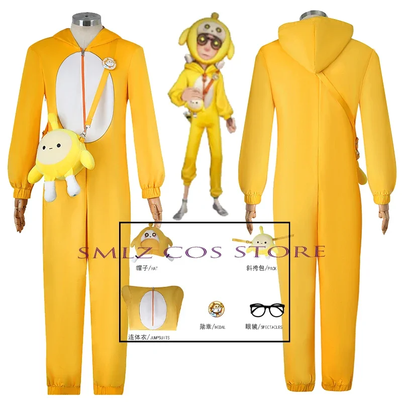 Lucky Guy Cosplay Game Identity V Costume Yellow Eggy Good Friend Deduction Substitute Uniform Jumpsuits Hat Bag Party Prop