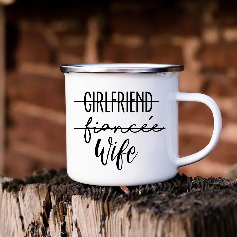 Outdoor Travel Camping Mug Girlfriend Fiancee Wife&boyfriend Fiance Husband Couples Creative Enamel Mugs Bonfire Coffee Cups