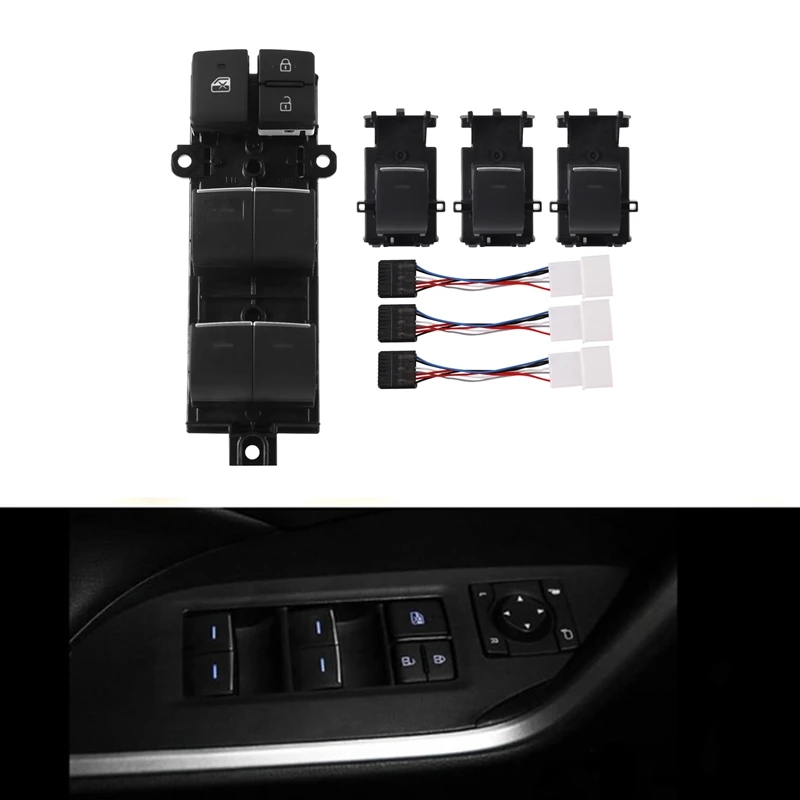 

Car Lighted LED Power Window Lifter Switch Button For Toyota RAV4 CHR Corolla 2019-2022 Left Driving Backlight Upgrade