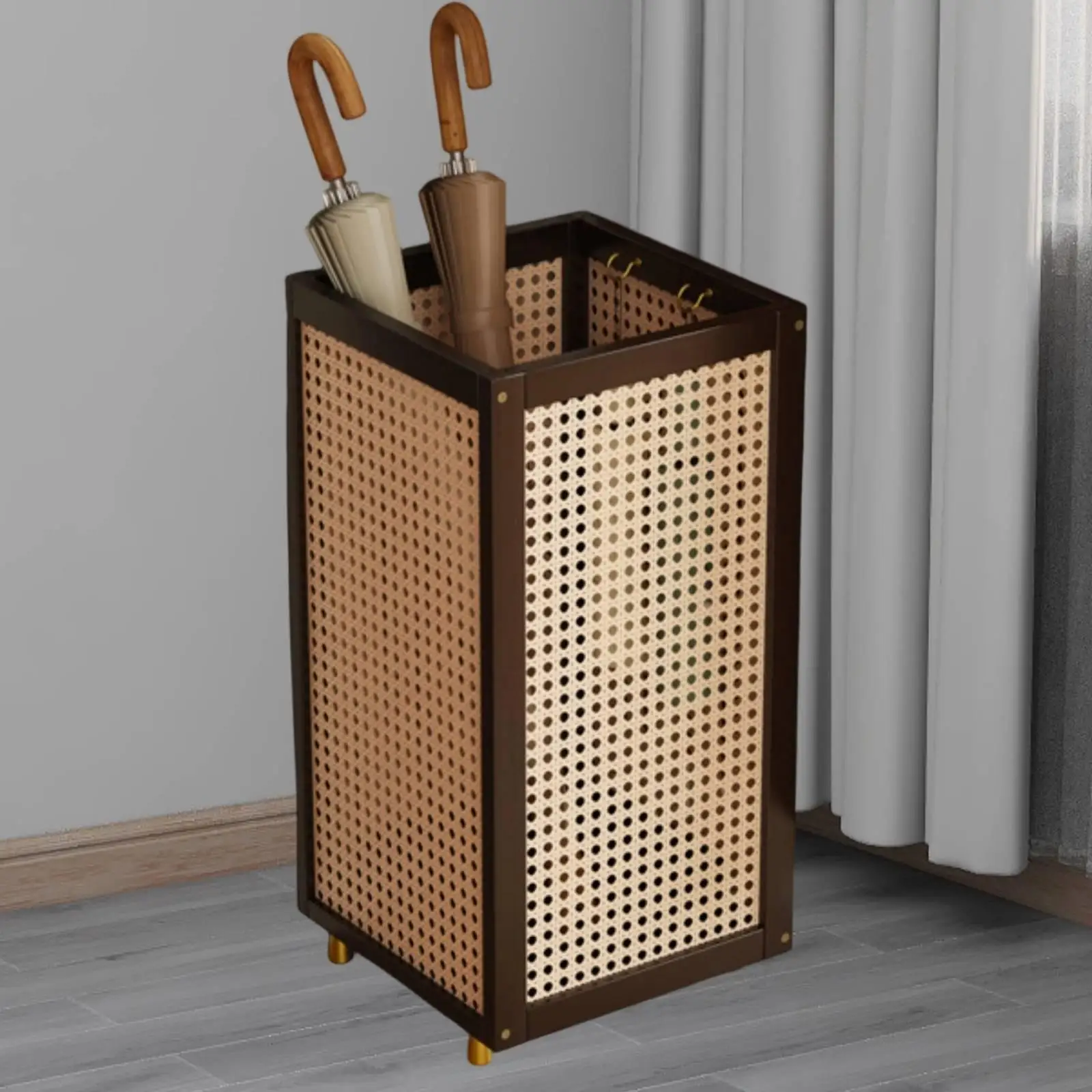 Narrow Umbrella Stand Floor Organizer Bamboo Plastic Modern Entryway Holder for Home Office Reception