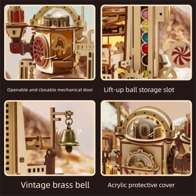 성인을 위한 3D 퍼즐 크리스마스 스타일 나무 모델 키트 초콜릿 공장 DIY 인형 집 키트 음악 조명으로 건축 어린이 선물