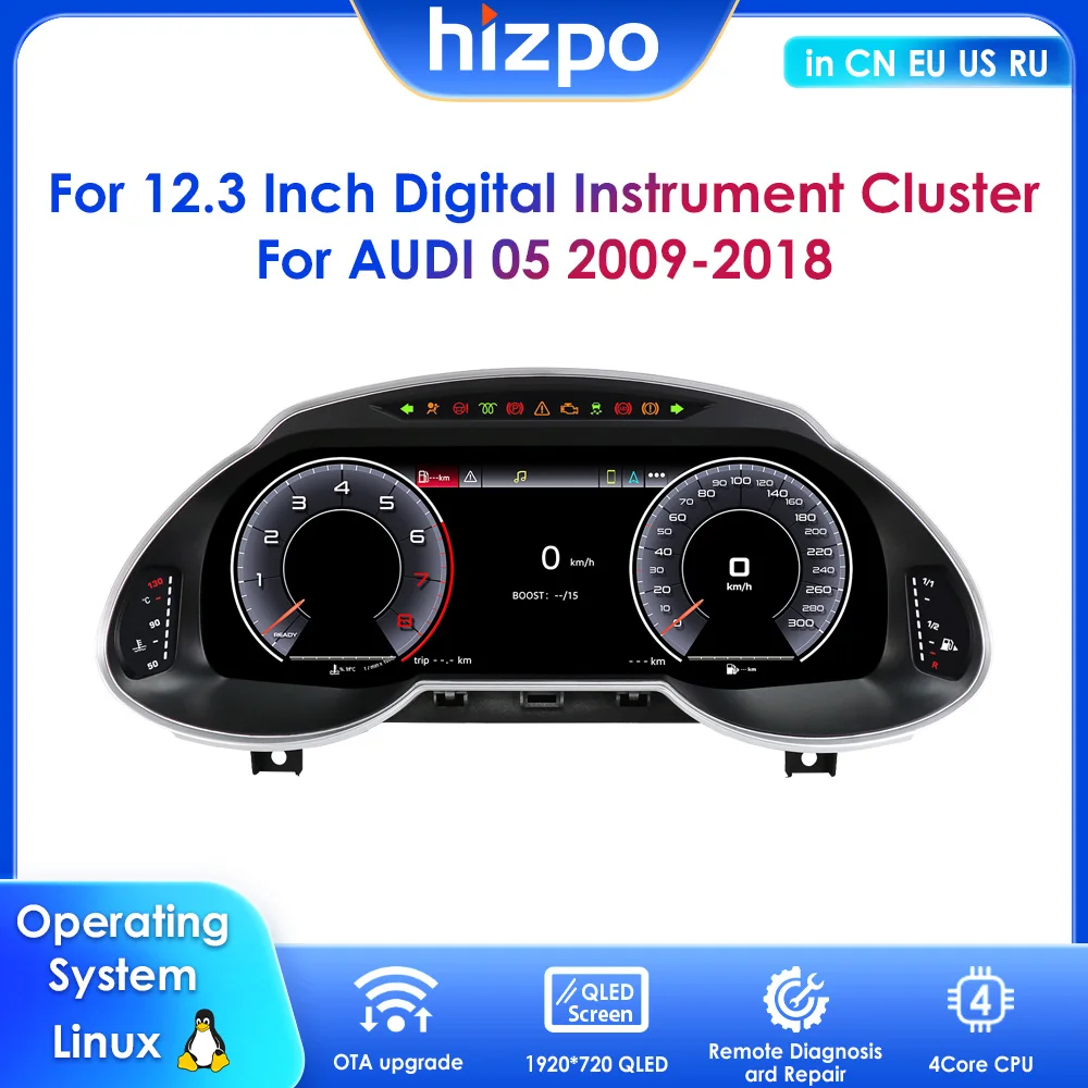 

12,3-дюймовые цифровые панели приборов с поддержкой CarPlay и Android Auto для Audi Q5 2009-2018, LCD-дисплей, виртуальный кокпит