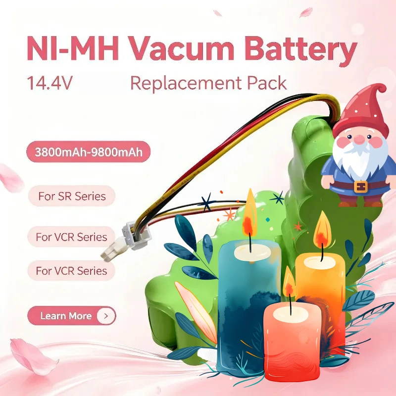 Rechargeable NI‑MH Vacuum Cleaner Battery 14.4V 3800‑9800mAh Fit Butterfly SR8990 VCR8845 VCR8895