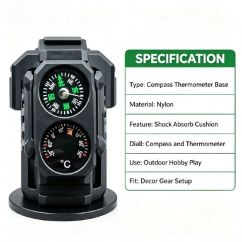 Nylon Decor Accessory with Compass Thermometer Universal  Mount Base  Model Hobby Game Decor Spare Gift Ornament Parts