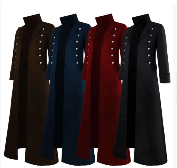 Fotografia 3: Steampunk vintage trench coat medieval renascentista traje masculino gótico longo casaco homem vitoriano carnaval festa cosplay traje