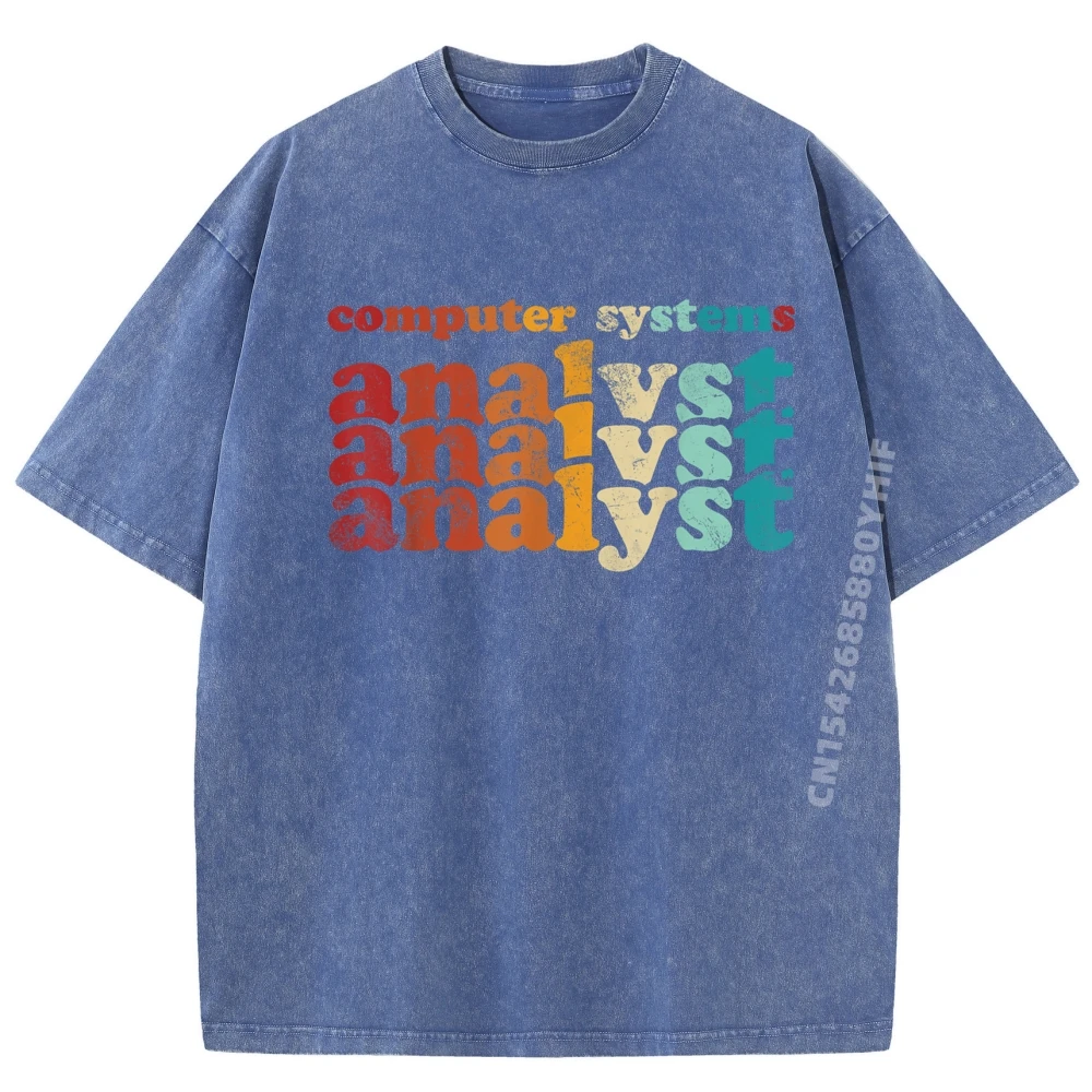 

Special women's T-shirt Retro Job Title Computer Systems Analysis Printed Tops & Tees Premium Cotton Printed Retro Washed Tees