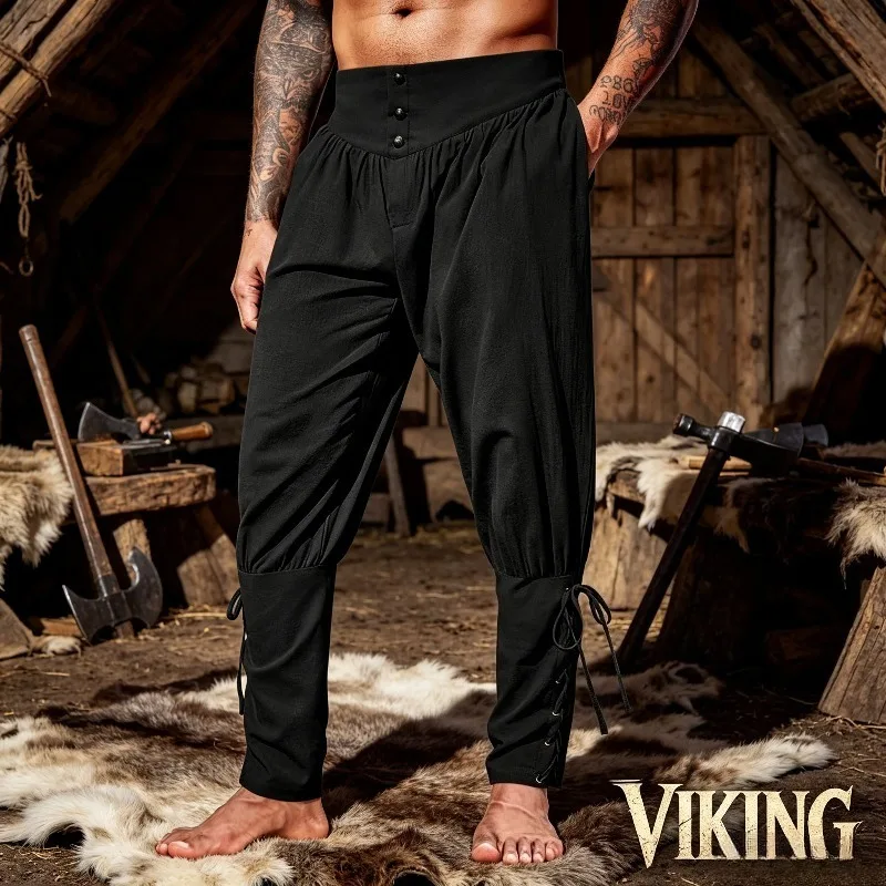 Men's Photobooth Props Viking Pants with Ankle Strap Design Are Perfect for Renaissance Role-playing and Medieval Expos - view 5