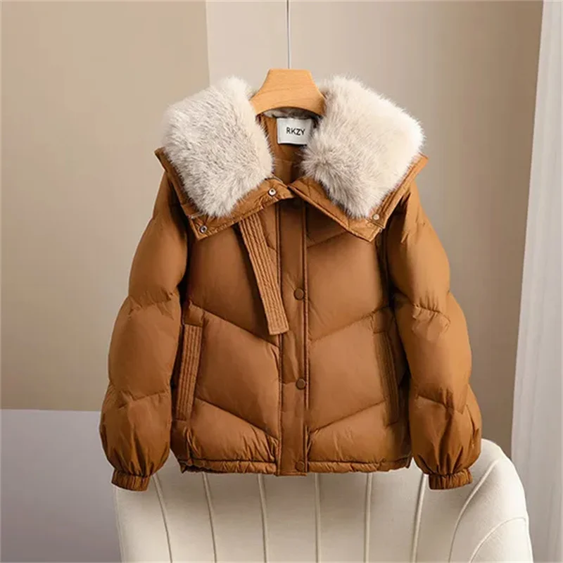 

Puffer Jackets Women Fur Collar Down Cotton-Padded Coat 2025Winter New Korean Short Cotton-Padded Jacket Fashion Overcoat Ladies