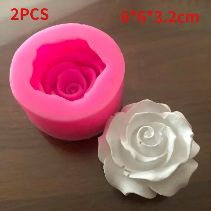 

2PCS Flower Bloom Rose Shape Silicone 3D Rose Chocolate Mold Fondant Cake Fondant Soap Candy Jelly Decoration Baking Tool Moulds