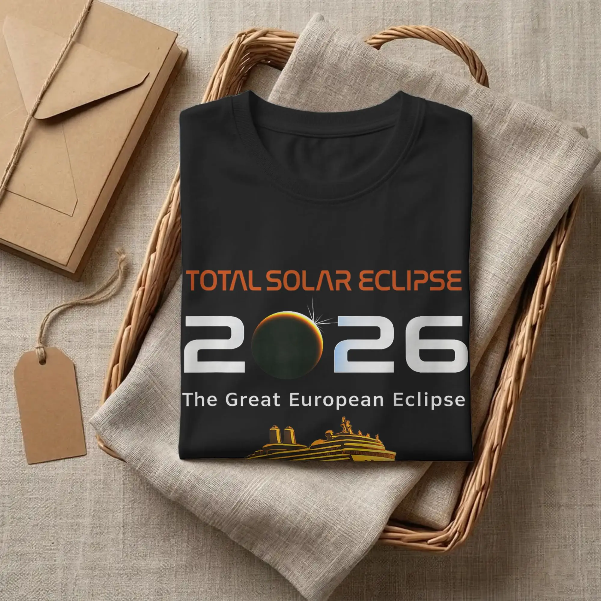Camisetas de España para el Eclipse Solar Total 2026, Camisetas Casuales de Algodón 100% para Hombre, Camiseta con Diseño de Crucero, Ropa de Manga Corta, Tallas Grandes