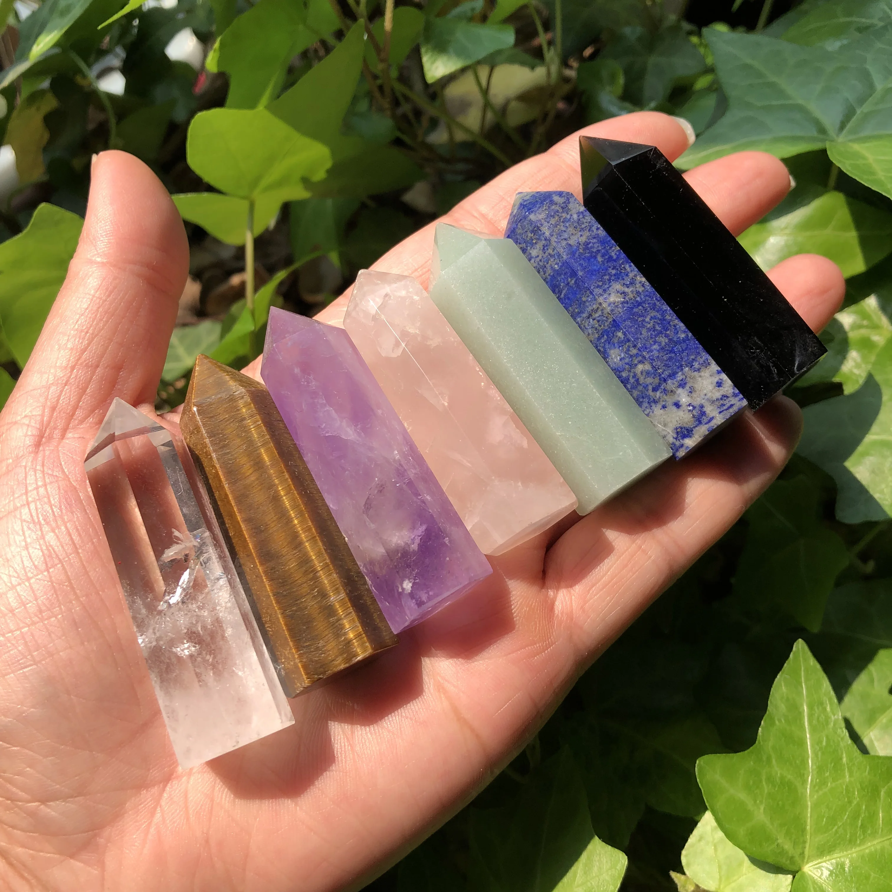 1 Pc Natural Crystal Tower 7 Chakras Point Amethyst Rose Quartz Reiki Healing Stone Home Decor Specimen Mineral