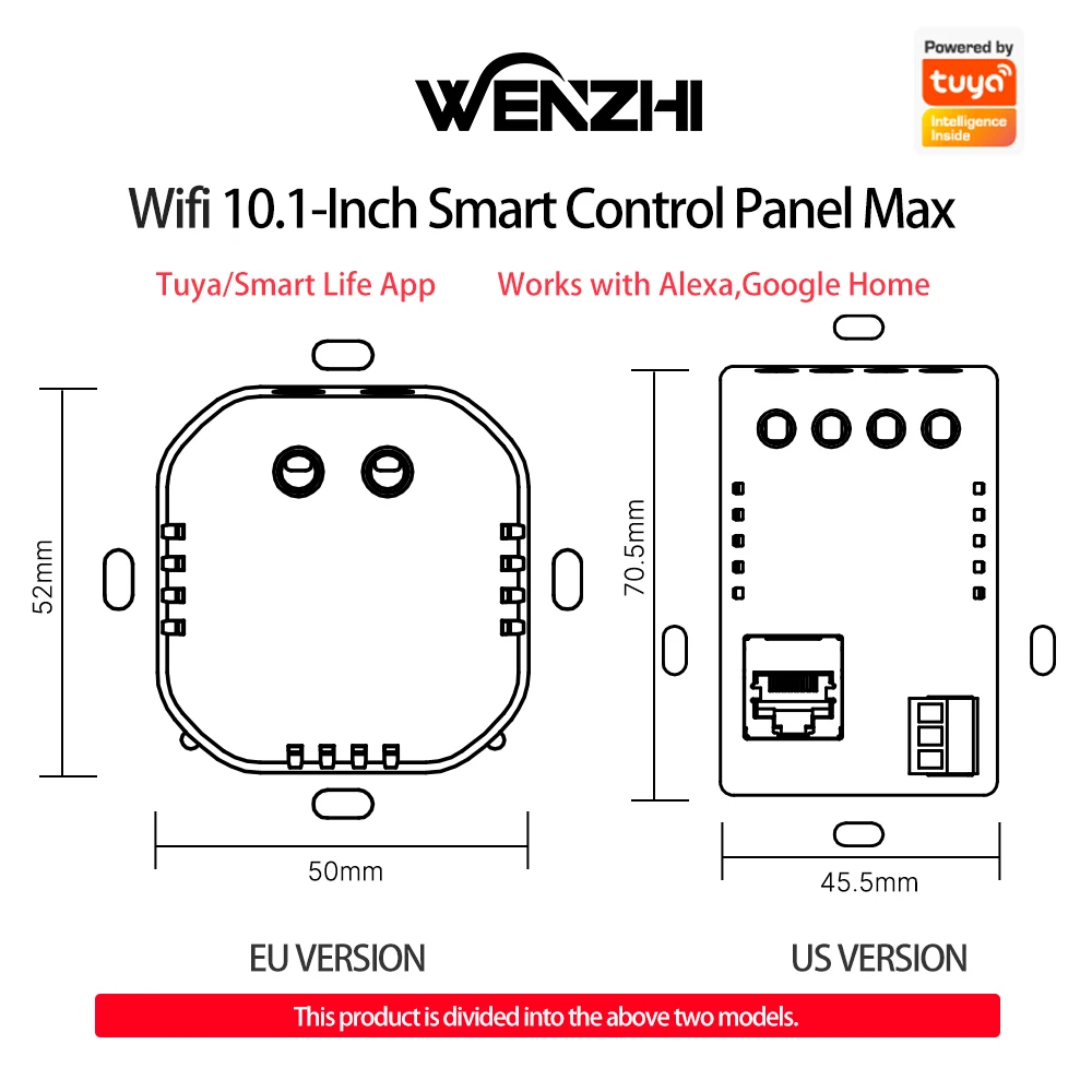 WiFi Control Panel With 2Gang Switch EU/US Type Build in ZigBee/BLE Hub Scene Screen Tuya Smart Life Home Automation Full System