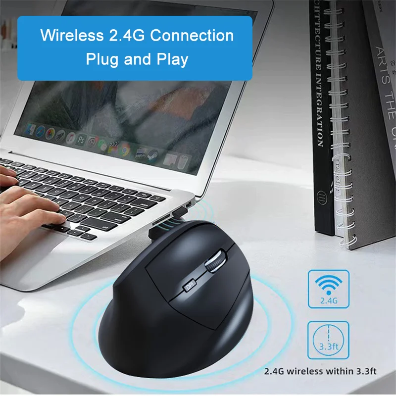 Wireless Vertical Mouse Rechargeable Low Noise Button Ergonomics Design 2.4G And Dual-mode Choice Office Use Computer Work Mause