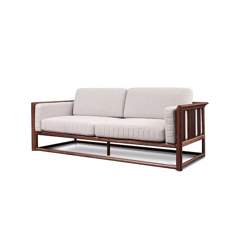 New Chinese-style Zen sofa 123 combination villa straight row sofa office size apartment solid wood furniture