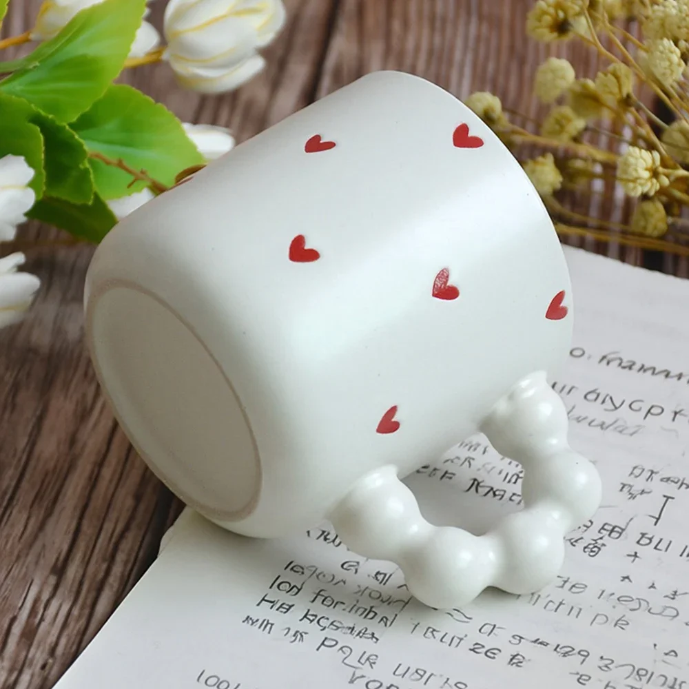 Contrast Color Heart Ceramic Mug Cups Creative Handgrip 360ml Porcelain Homehold Drinkware Breakfast Milk Coffee Chocolate Mugs