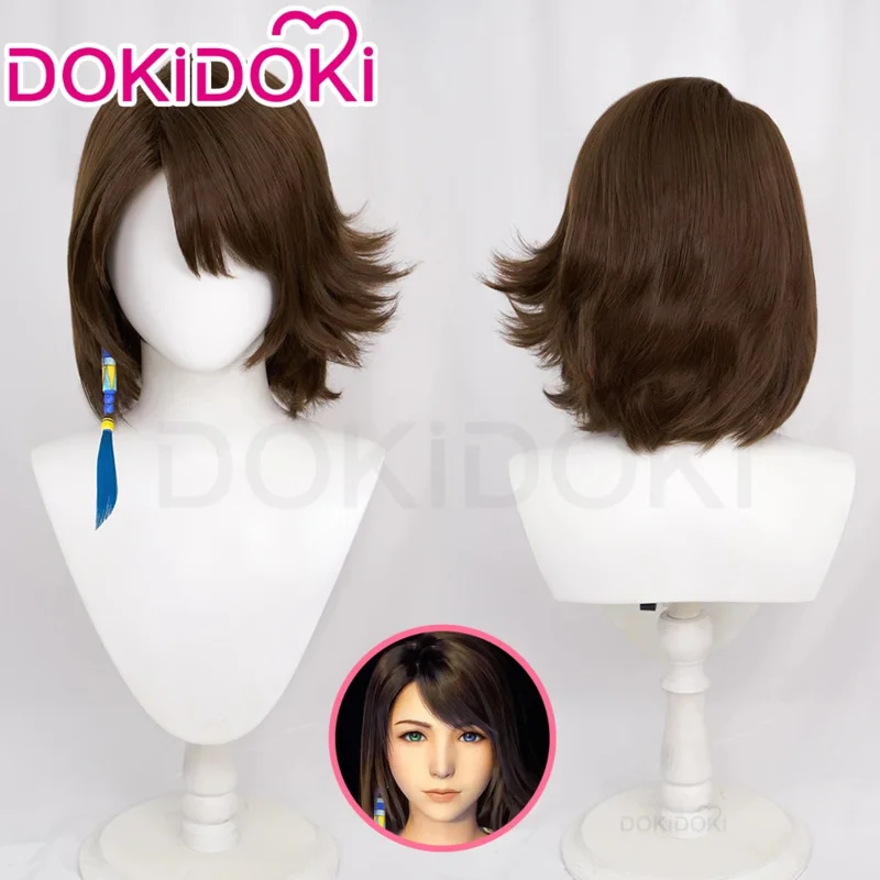 Yuna Wig Game Final Fantasy X Cospaly DokiDoki Women 35cm Short Brown Hair Heat Resistant Wig Yuna FF 10 Cosplay Free Wig Cap