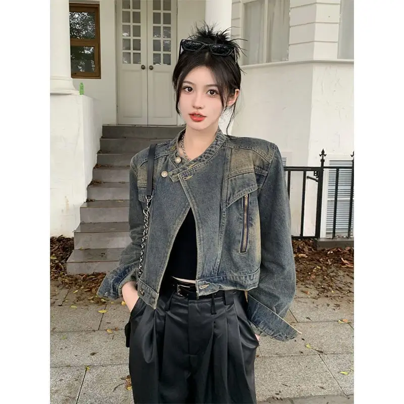 

Элегантные женские куртки в корейском стиле, милые женские пуговицы с передним карманом, чистая простая базовая модная верхняя одежда с длинными рукавами, осень