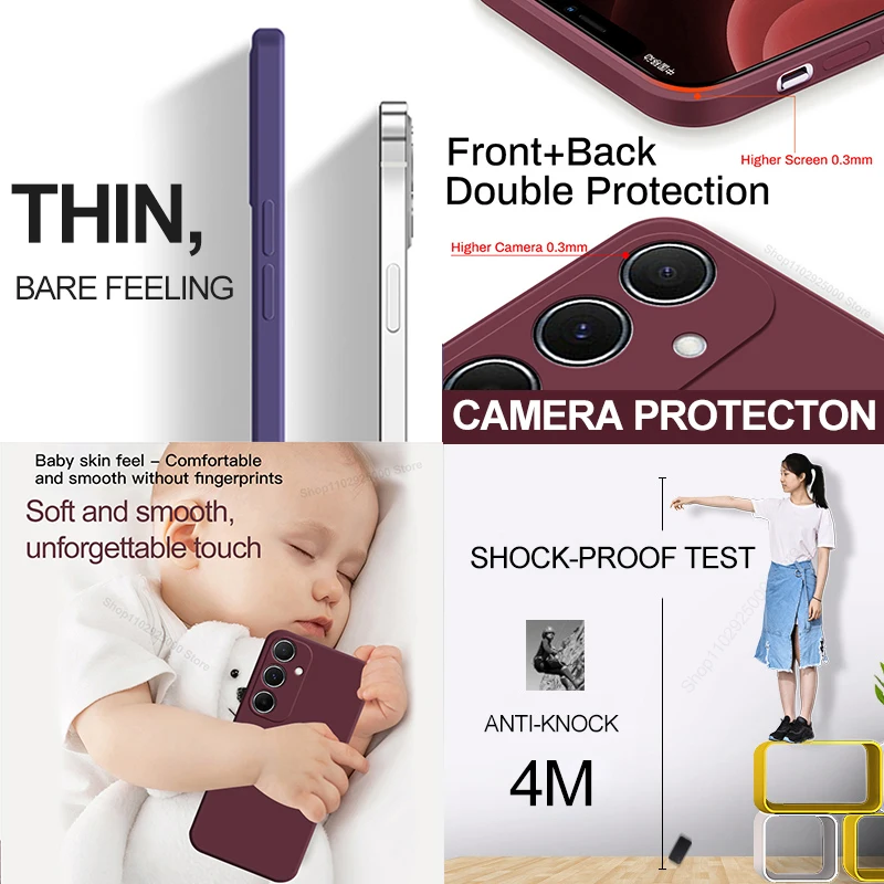For Samsung A55 A15 A54 Case Soft Liquid Silicone Phone Cases For Samsung Galaxy A55 A15 A54 5G Shockproof Cover For Samsung A55