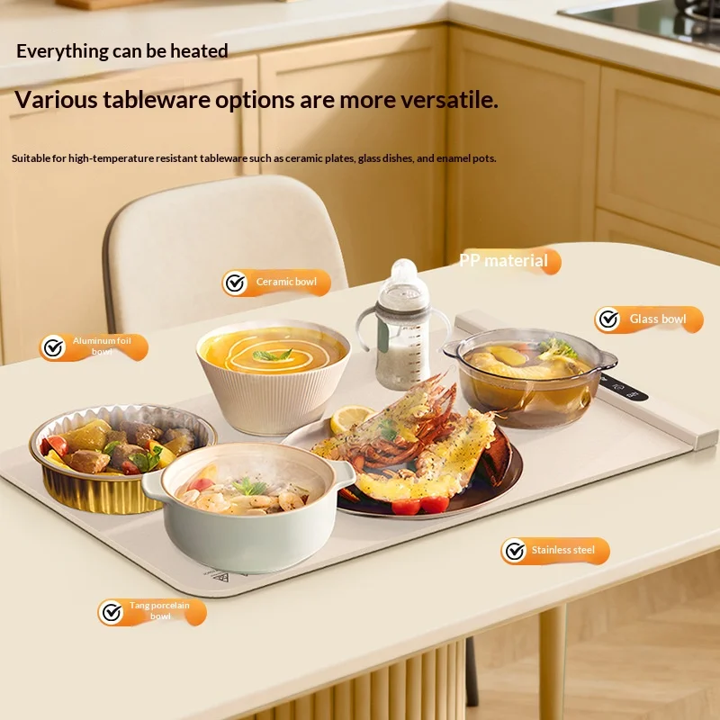 حصيرة طاولة محمولة متعددة الوظائف، درجة حرارة ثابتة، لوحة تسخين منزلية للحفاظ على دفء الطعام