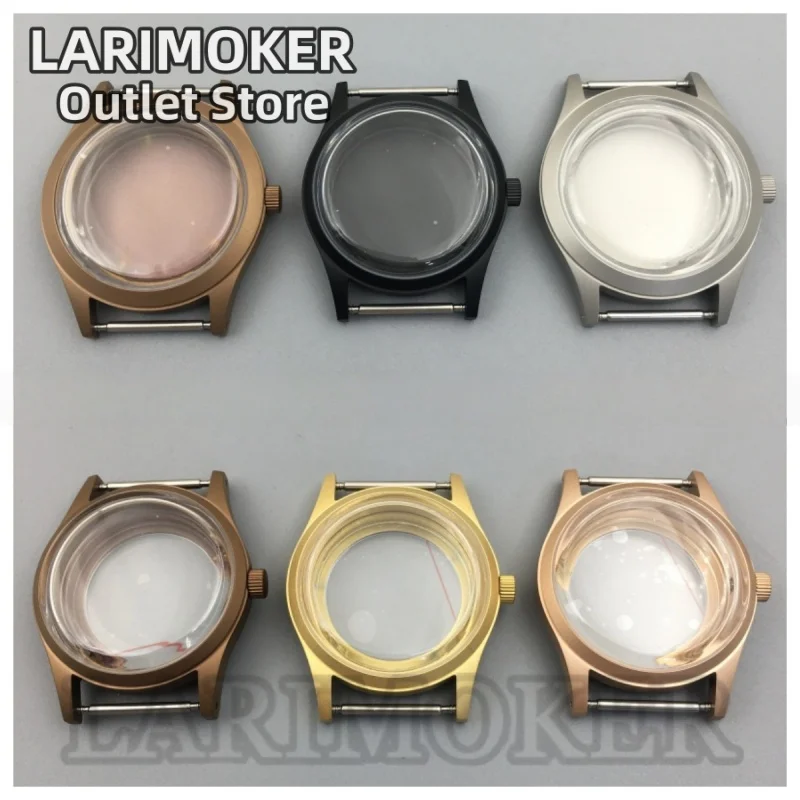 

LARIMOKER 36 мм/39 мм NH35 T5000 куполообразный матовый корпус для дайвера с кристаллами, подходит для NH35 PT5000, заводная головка с винтом, водонепроницаемость 10 бар