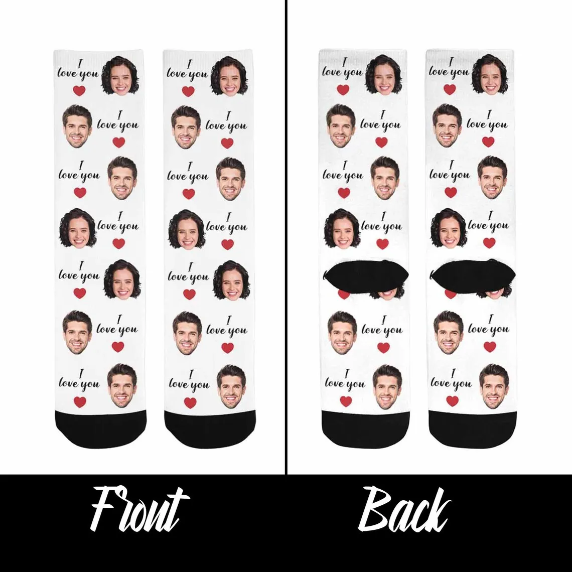 Custom Face Socks Personalized Socks For Women Men Custom Color Socks With Faces Text I Love You Anniversary/ Wedding Gift