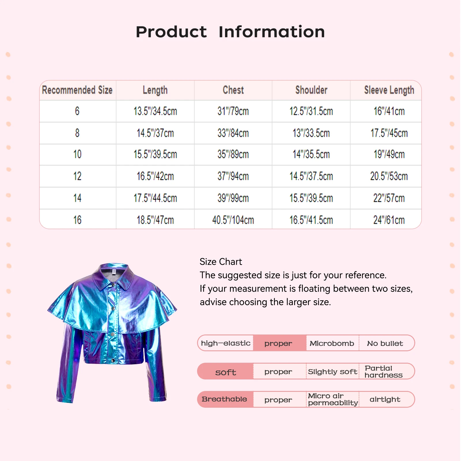 เสื้อแจ็คเก็ตฮิปฮอปแจ๊สสำหรับเด็กผู้หญิง แขนยาว ผ้าเมทัลลิกเงา สไตล์เบสบอล แจ็คเก็ตบอมเบอร์ เสื้อคลุมสำหรับงานปาร์ตี้เรฟและการแสดง