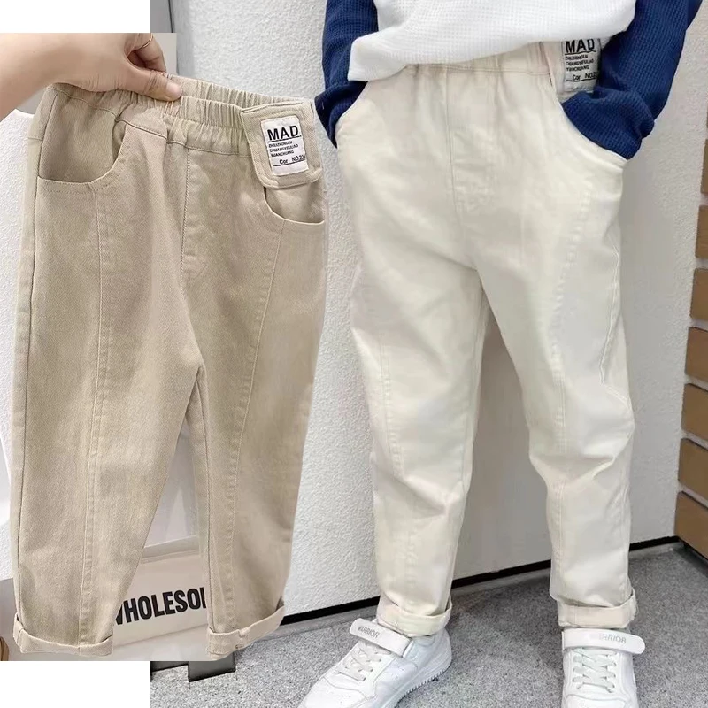 2-10 Years Old Autumn Boys Pants Casual Slim Fit Letter MAD Long Trousers For Kids Children Sport Comfortable Pants