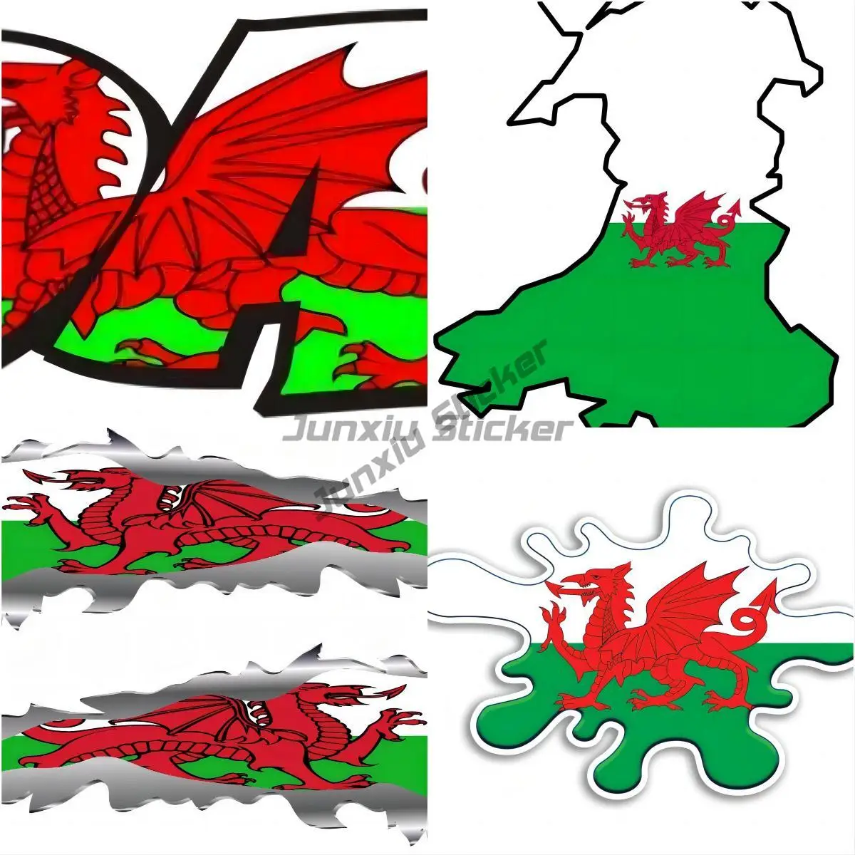 

Welsh Flag Country Sticker Self Adhesive Vinyl Sticker Bumper Window Phone Trunk Guitar Cover scratches Exterior Decor