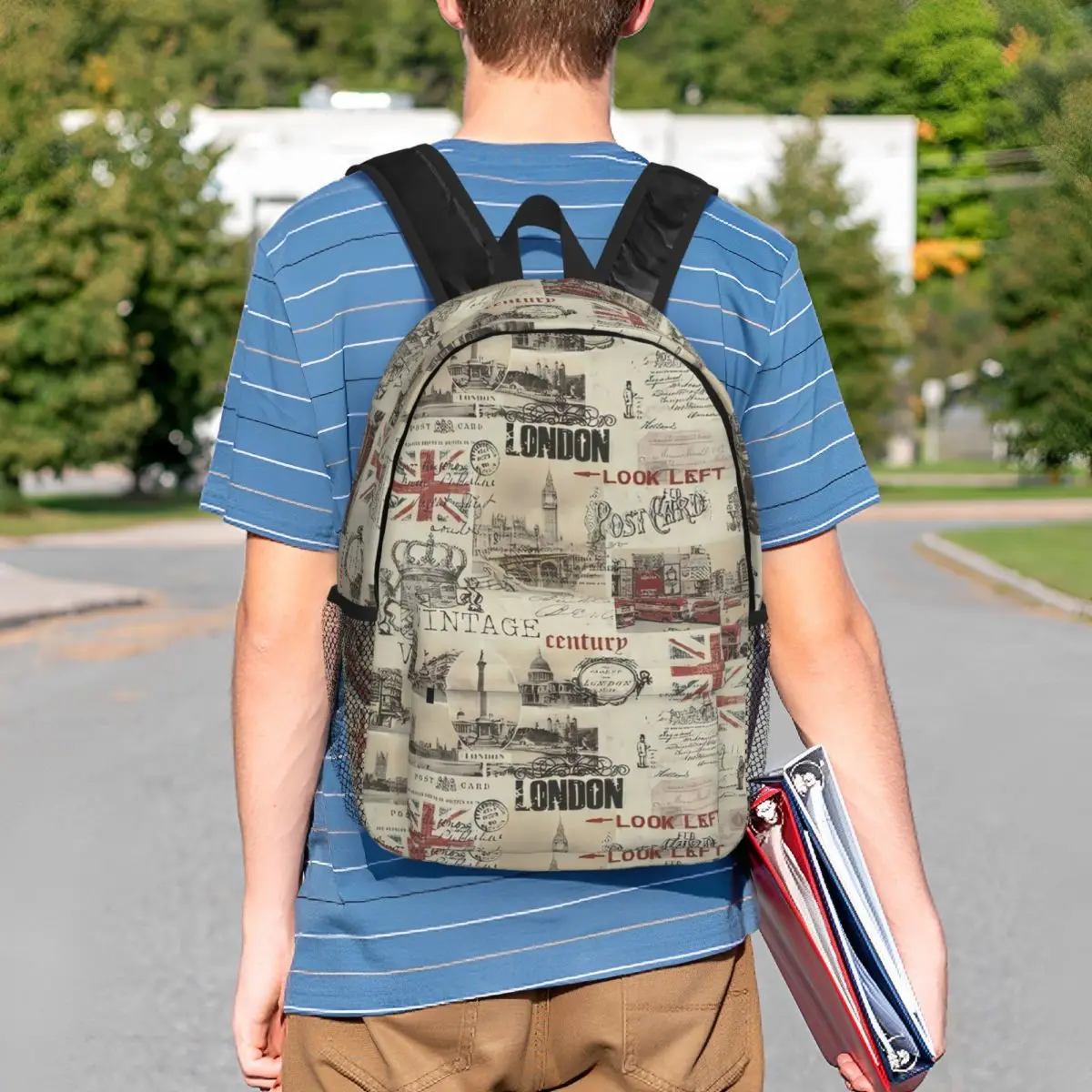 London Big Ben Vintage Postcard Backpack Student BookBag Children School Bag Computer Shoulder Bags for Boys Girls