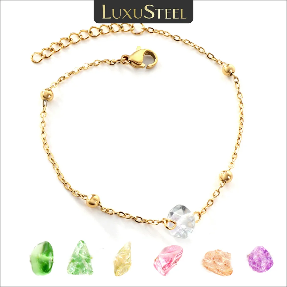 Luxus Stahl Boho geometrische bunte Stein Charm Armbänder für Frauen Gold Farbe Edelstahl ungewöhnliche Kristall Handgelenk Schmuck