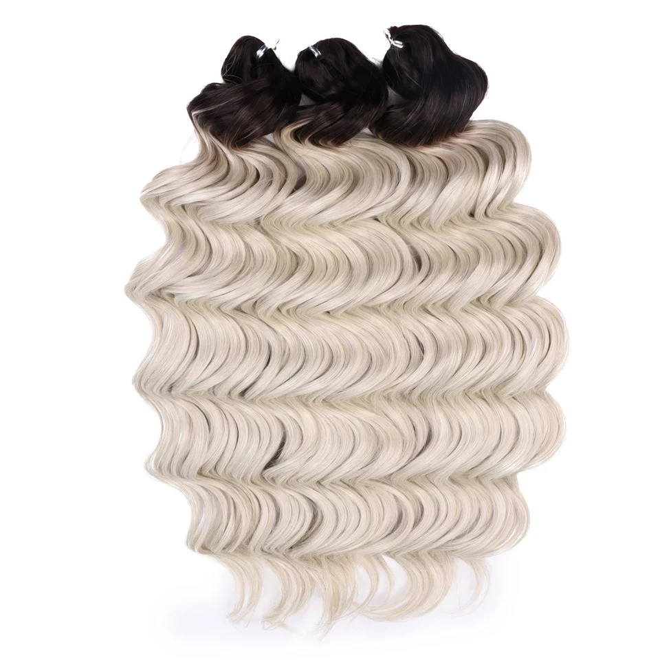 FREEDOM Hair Synthetisches, tief gewelltes Twist-Häkelhaar, 24 Zoll / 60 cm, Ombre Braun, Blond, Weiß, Flechthaarverlängerungen, MANASI Hair – Detail 16