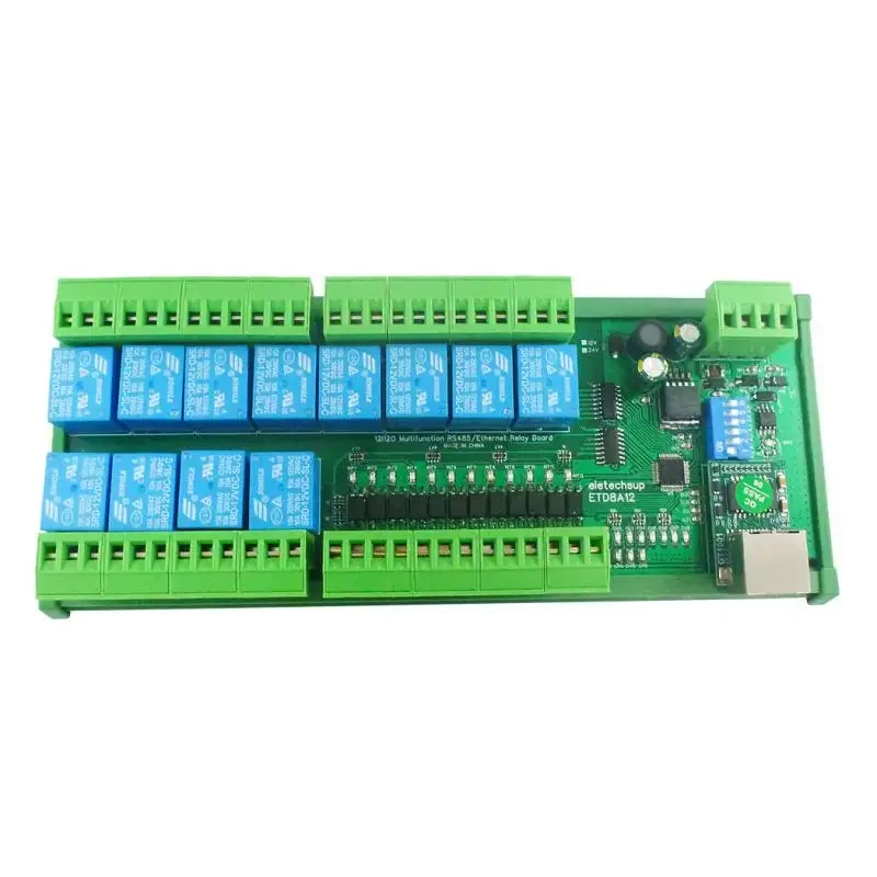 12V/24V  2 IN1 12 DIO Network/RS485 Relay Module Modbus RTU TCP/IP UART Controller Switch Board For PLC PTZ Camera LED