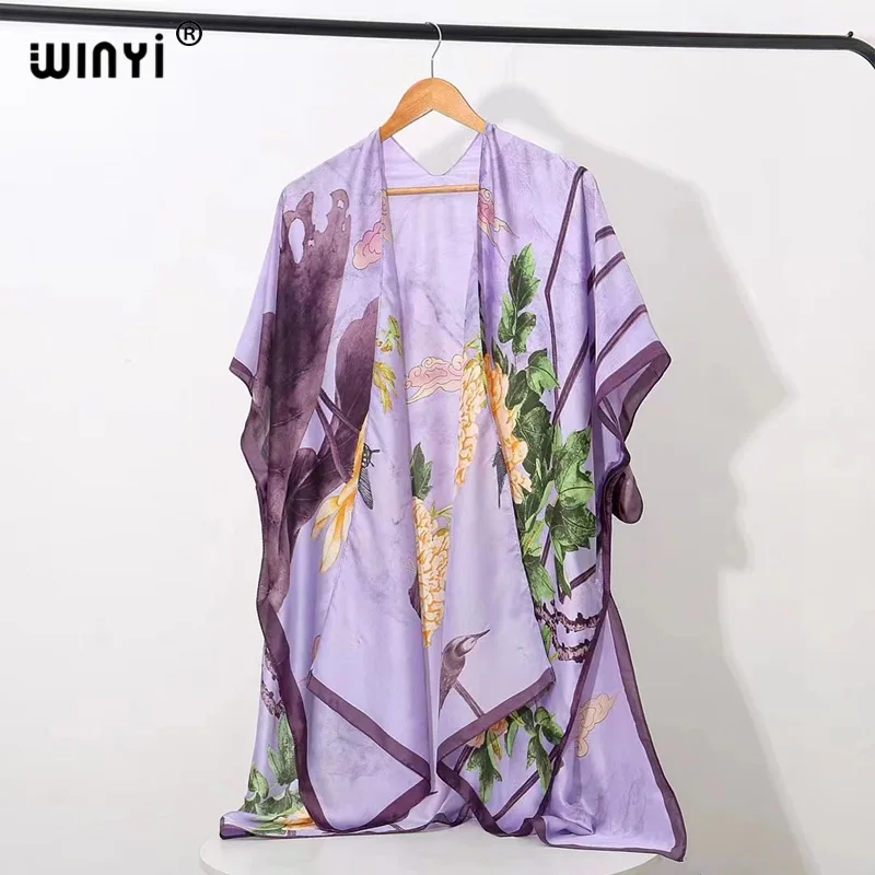 Nowa afryka WINYI z nadrukiem w kratę słodka dama plażowa artystyczna kardigan na co dzień Boho Maxi przyjęcie świąteczne krótkie kimono