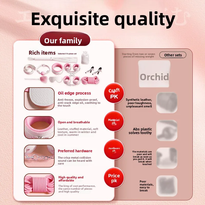 Zestaw 10 elementów SM z wzorem liczi, damskie rekwizyty erotyczne SM, zabawki erotyczne do seksu na łóżku dla dorosłych.