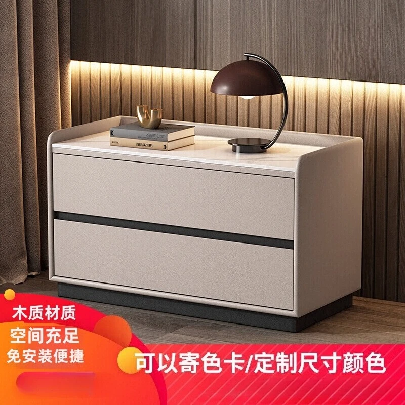 All solid wood simple modern light luxury rock slab bedside table large size locker
