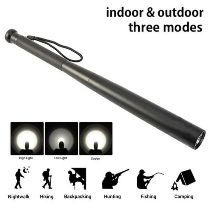 Led Flashlight Emergency Self-defense Outdoor Lighting Far Baseball Bat Waterproof Super Bright Ball Bat Aluminum Flashlight