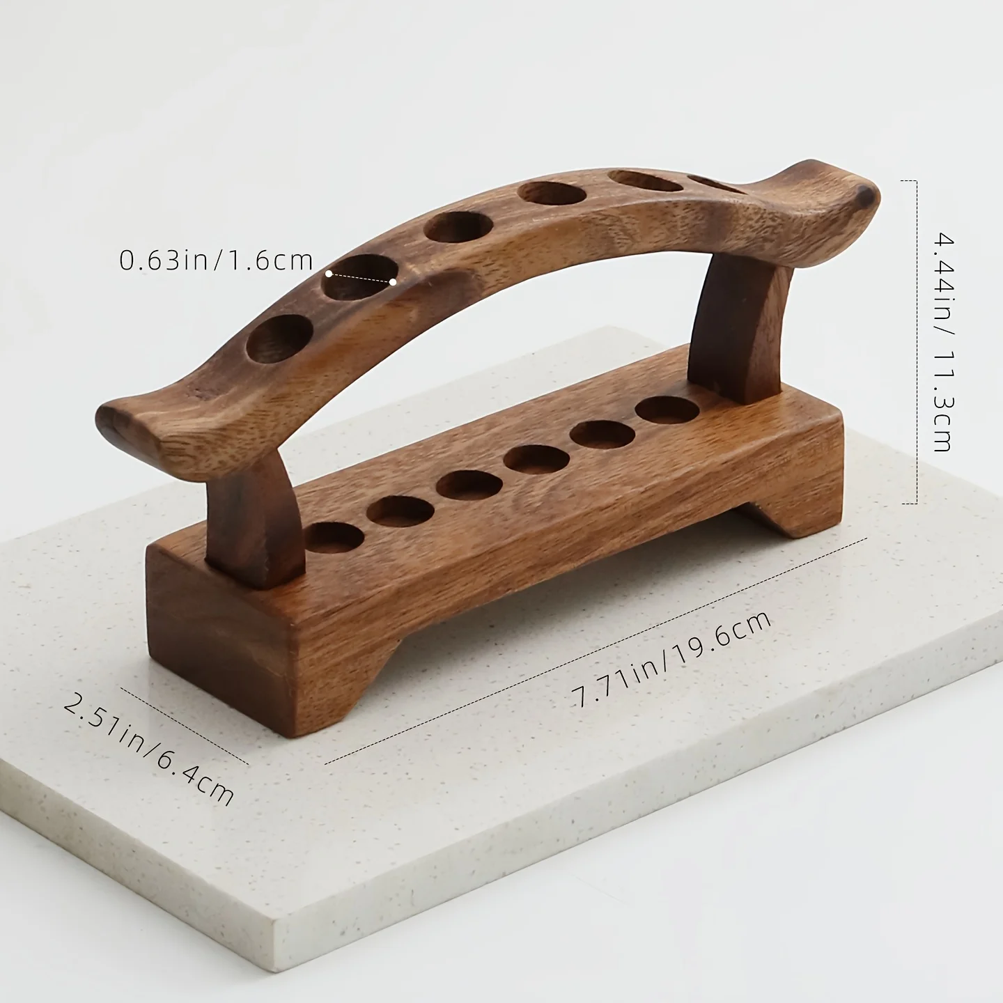 Walnut Wood 6 Slots Pen Holder Desk Organizer Minimalist Vintage Pencil Stand for Office School Home Makeup Brush Storage Rack