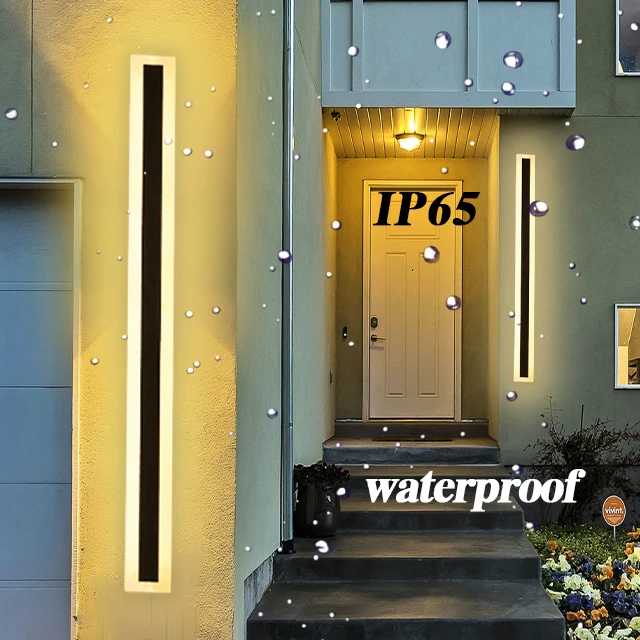 2 Pack Modern Vintage Long Strip Outdoor LED Wall Lamp IP65 Waterproof Nordic Minimalist Home Garden Decor Wall Light