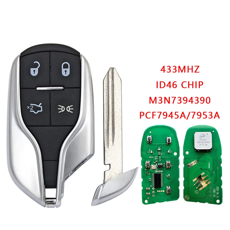 

433.92MHz ID46 PCF7945A M3N7393490 Keyless Remote Key for Ma=sera-ti Quattroporte Ghibli Levante