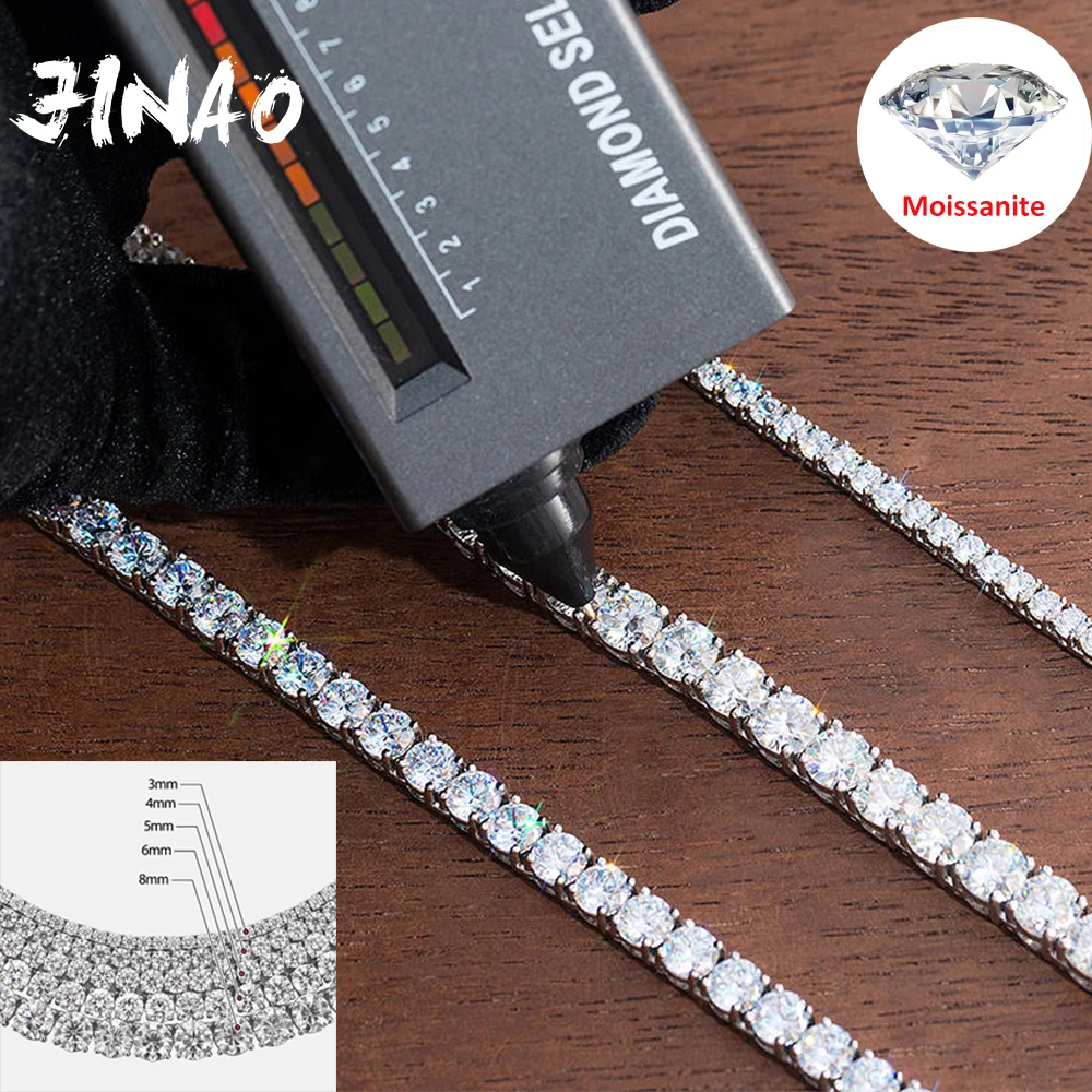 JINAO Hip Hop 3-5mm Top Quality D color 0.5ct Moissanite luxury Full Iced Shinny tennis Bracelet Jewelry Man Rapper Gift