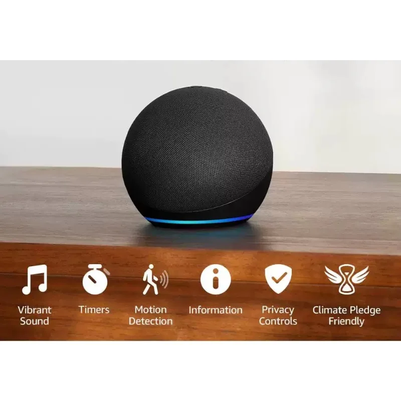 Smart Speaker with Clock Display 5th Generation Voice Assistant Combo Learning English WIFI Smart Speaker