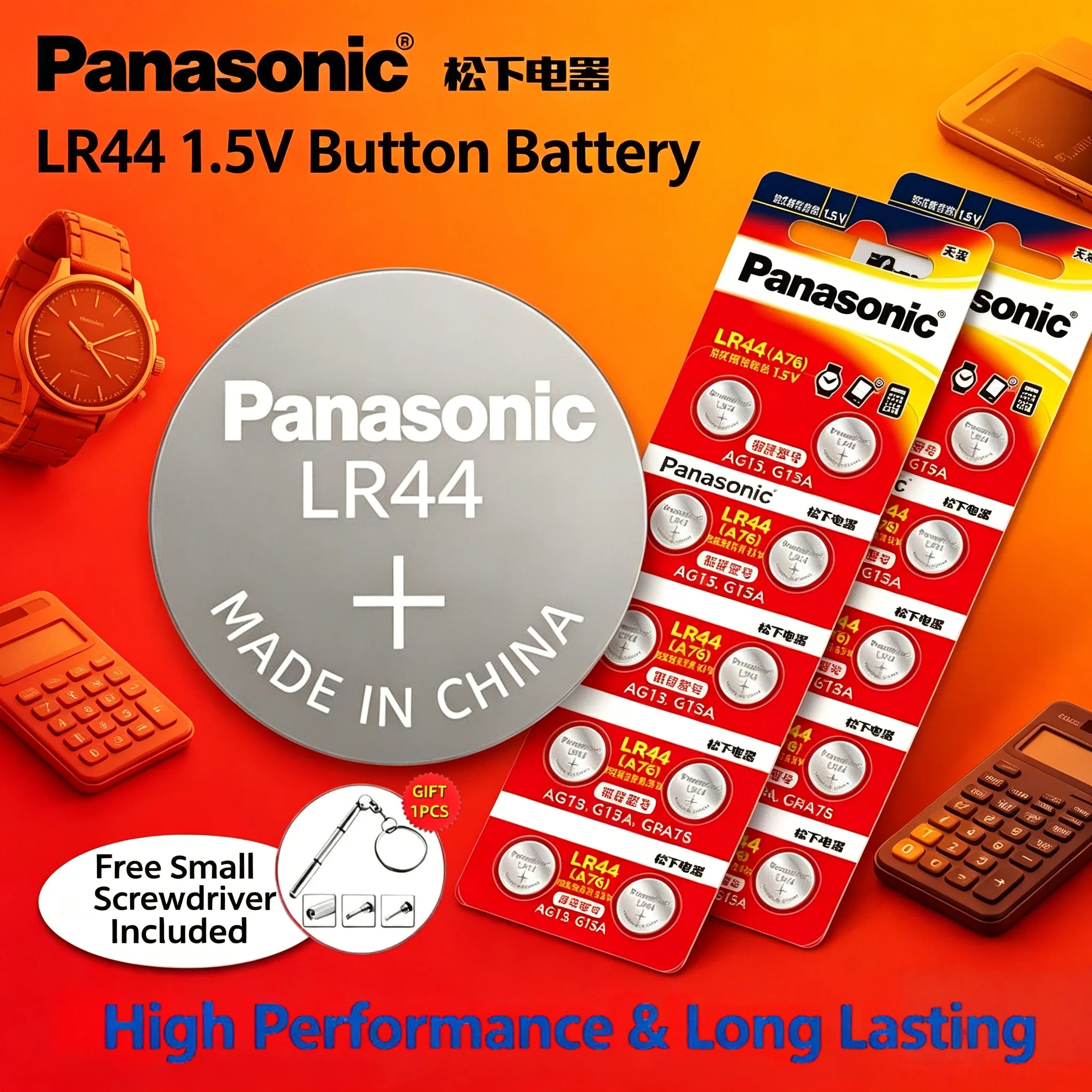 10-100 PCS Original Panasonic A76 LR44 AG13 357 SR1154 LR1154 SR44 LR 44 Alkaline Batteries For Calculator Toy Remote Button