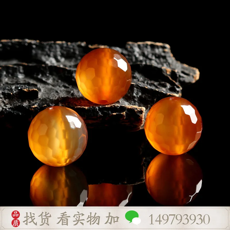 Natural Golden Line Agate Surface Cutting Beads Scattered Beads Single DIY Weaving Bracelet Ornament String Beads Accessories Ha